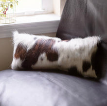 Load image into Gallery viewer, Mod Lumbar Pillow Brown and White Cowhide
